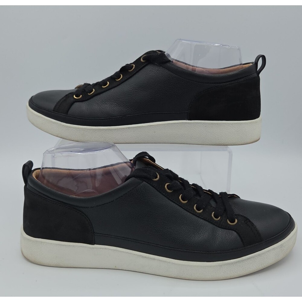 Vionic Winny Lace Up Sneakers Onyx Black Leather Walking Shoes Womens Size 11